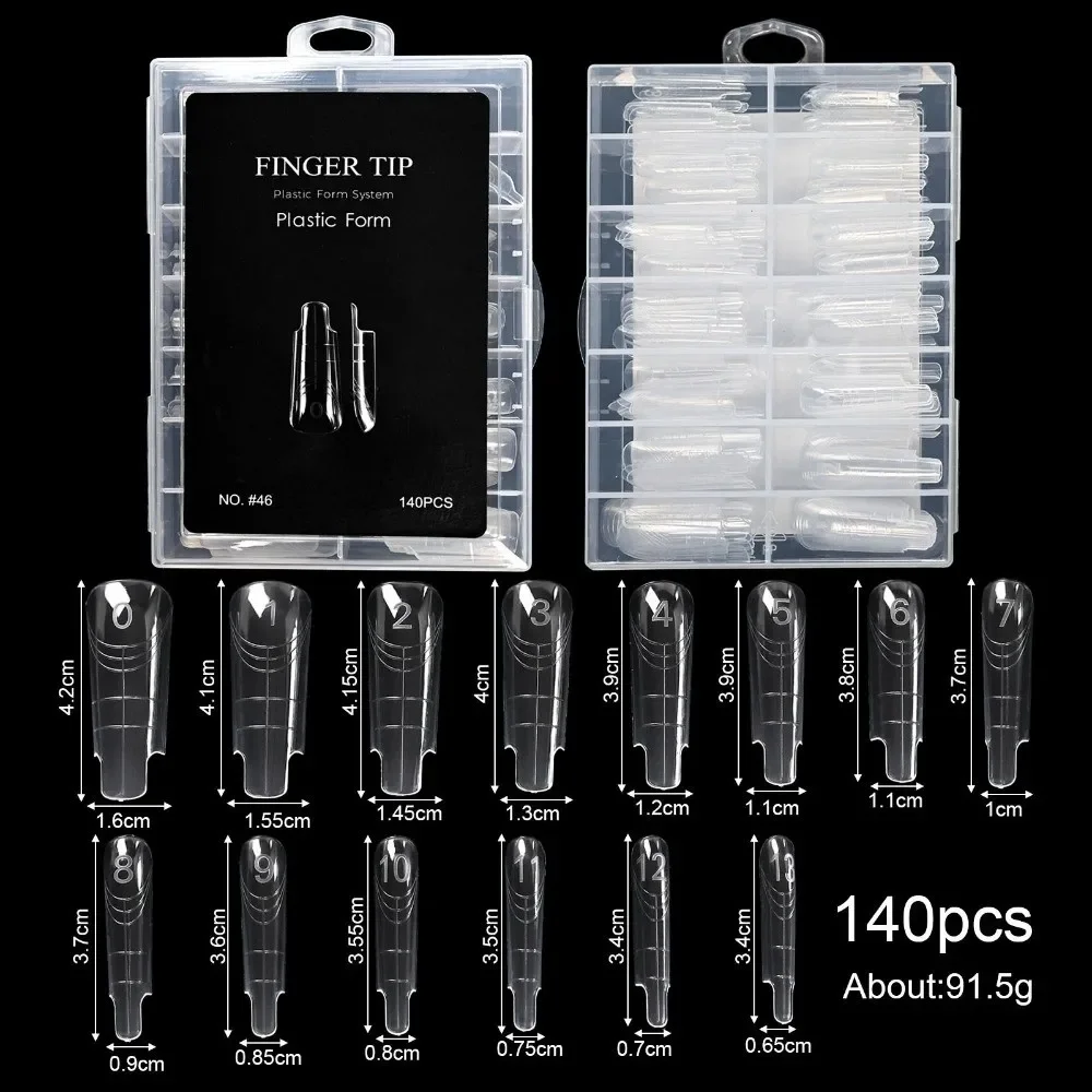 70/140/150 szt. Żelowe Formy do Paznokci Dwustronne Przezroczyste Wielokrotnego Użytku Formy do Paznokci 14 Rozmiarów Formy do Przedłużania Paznokci Poliester