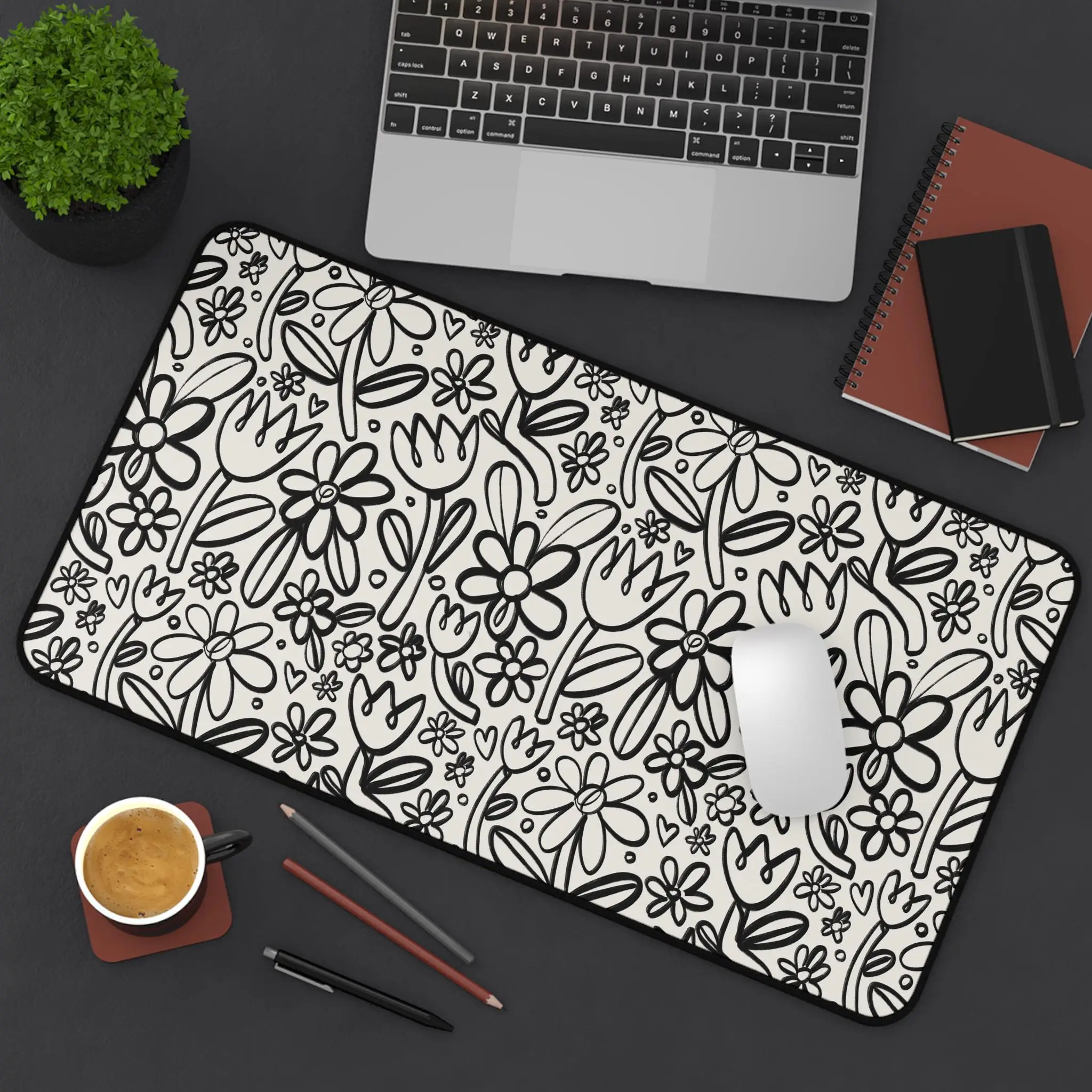 Abstract Floral Graffiti Desk Mat, An Artful Mouse Pad for Computer Laptops, Office Technology, and Gaming Devices, Gift XXL