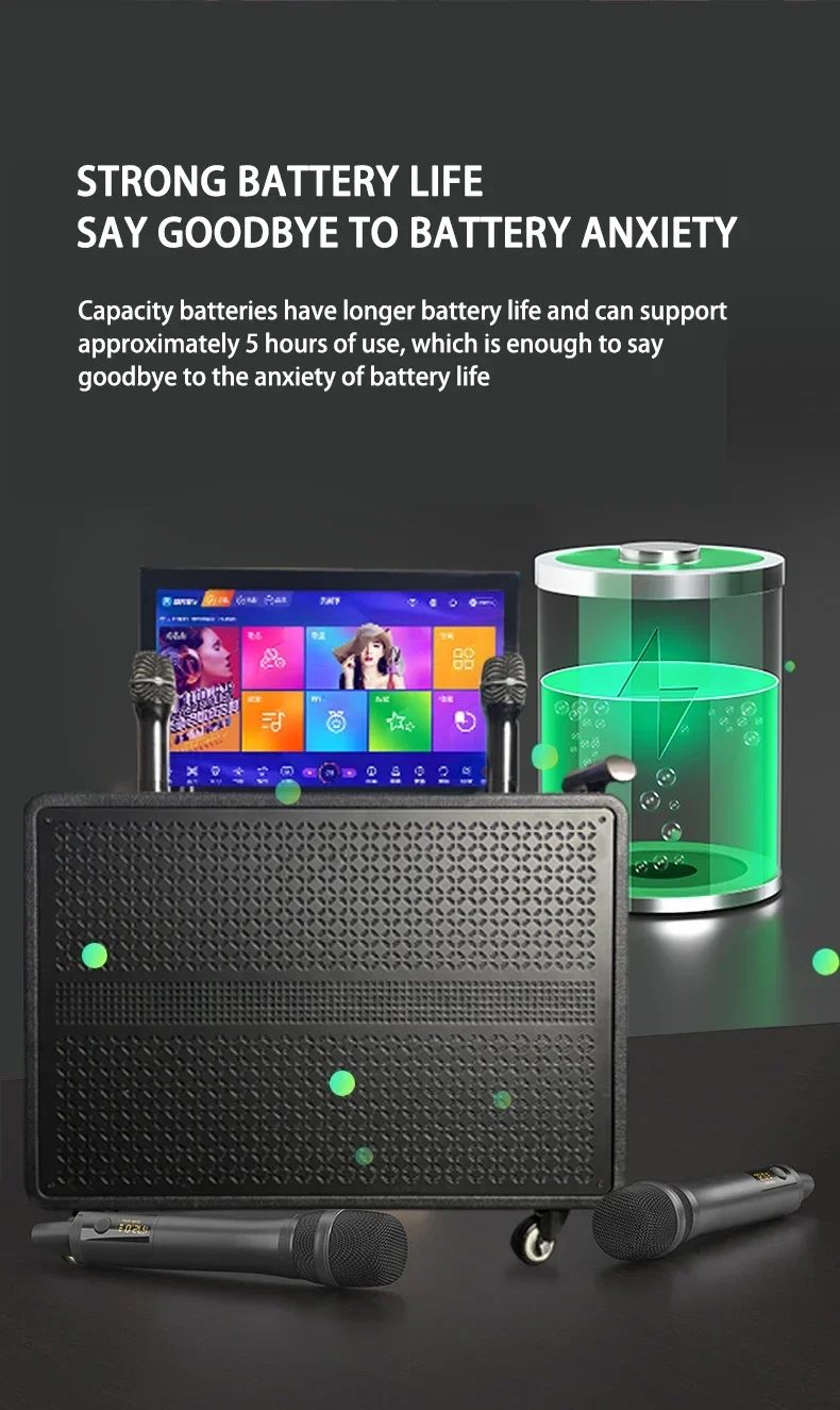 18.5inch 6in 1 Hot Sale Black Wireless Microphone Most Popular Premium Durable Karaoke Player Machine