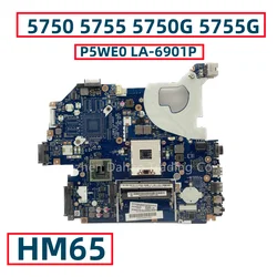 P5WE0 LA-6901P For Acer Aspire 5750 5750G Laptop Motherboard HM65 DDR3 MBR9702002 MB.R9702.002