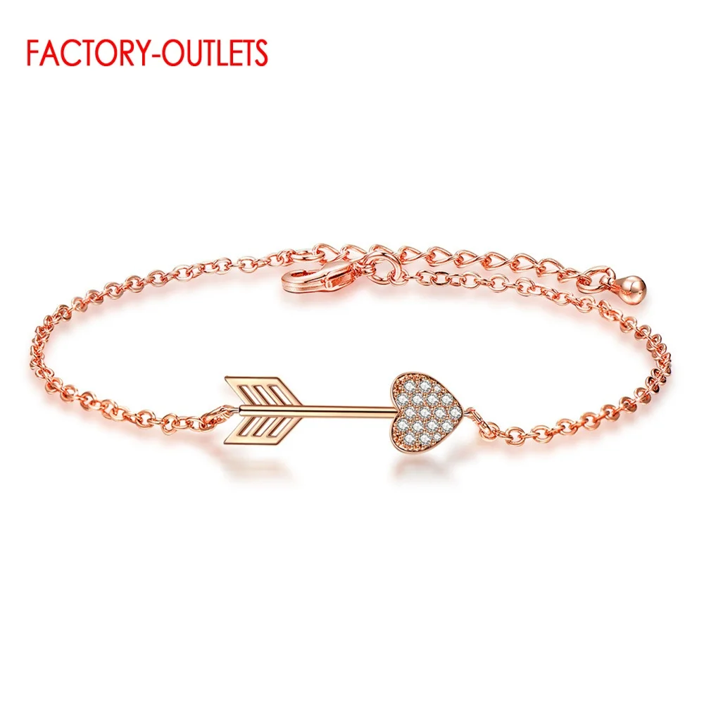 Heart Arrow Shape Genuine 925 Sterling Silver Charm Bracelets for Women Korean Fashion Trend Novel Style Crystal Bracelets