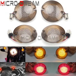 Motor Front Rear Patch 1156 LED Turn Signal Inserts Light Smoke Lens For Harley Heritage Softail Deluxe Electra Glide Classic