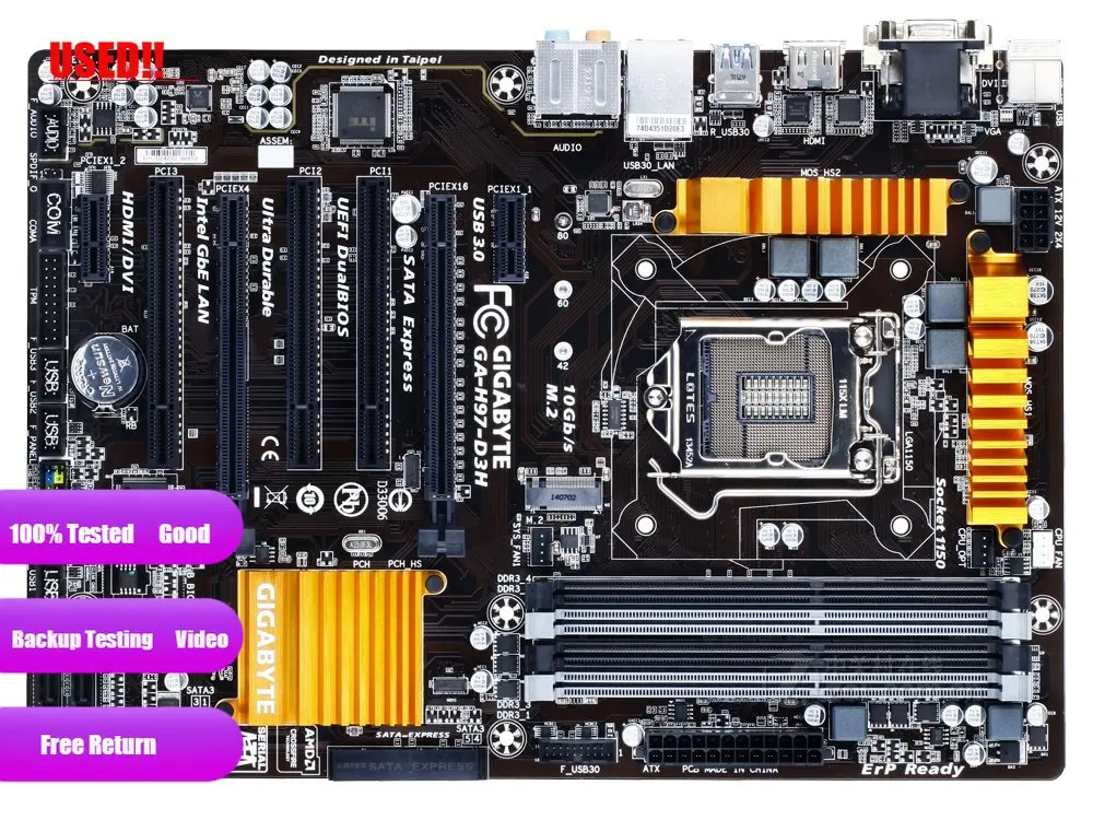 

Gigabyte GA-H97-D3H Motherboard For Intel H97 DDR3 USB3.0 32GB H97 D3H Desktop Mainboard Systemboard