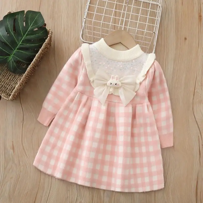 

Модная детская одежда, осень-зима 2024, новое платье-свитер для девочек, кавайный повседневный комплект пальто, детские куртки, одежда для девочек