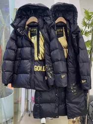 Fashion Thicken Down Jacket High Quality Long Plus Size Parker Winter Hooded Loose Couple's Wash-Free White Duck Down Coat Women
