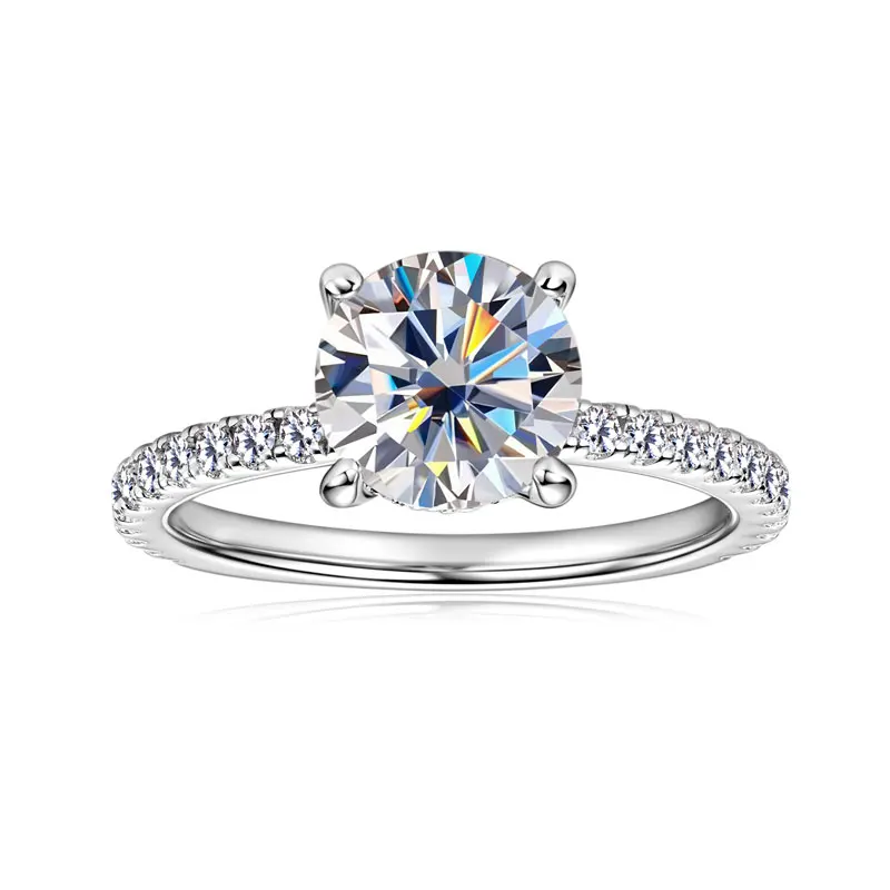 RAPRGOLD D Color Moissanite Wedding Ring for Women 925 Sterling Silver GRA Certified Engagement Rings Eternity Band Jewelry Gift