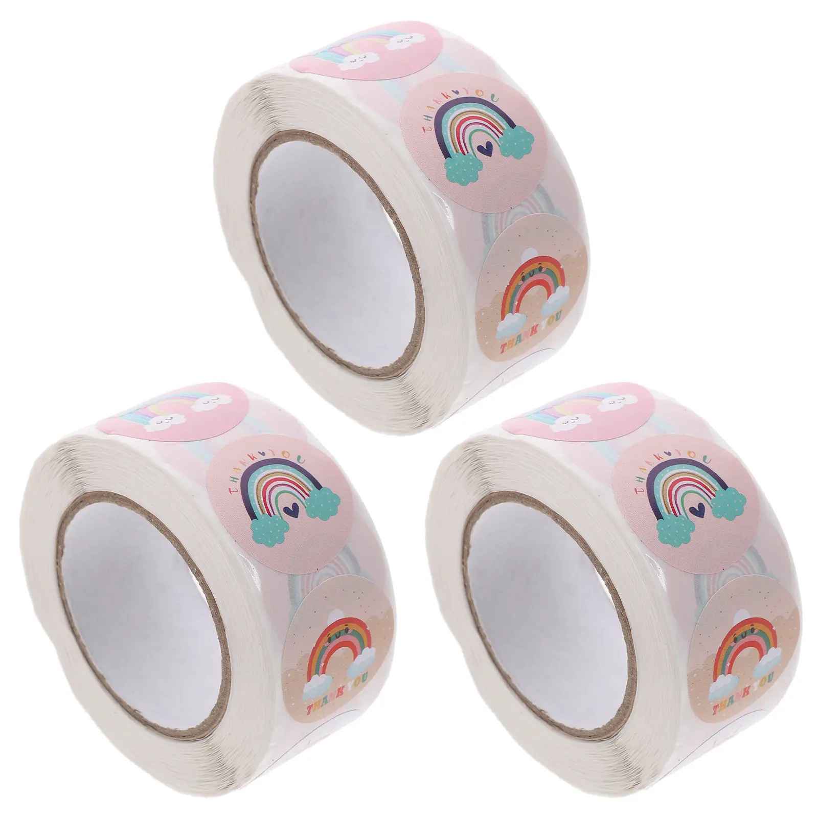 3 Rolls Multi Function Round Thank You Stickers for Packaging Sealing Envelopes Gifts Baking Decorative Label Sticker Household