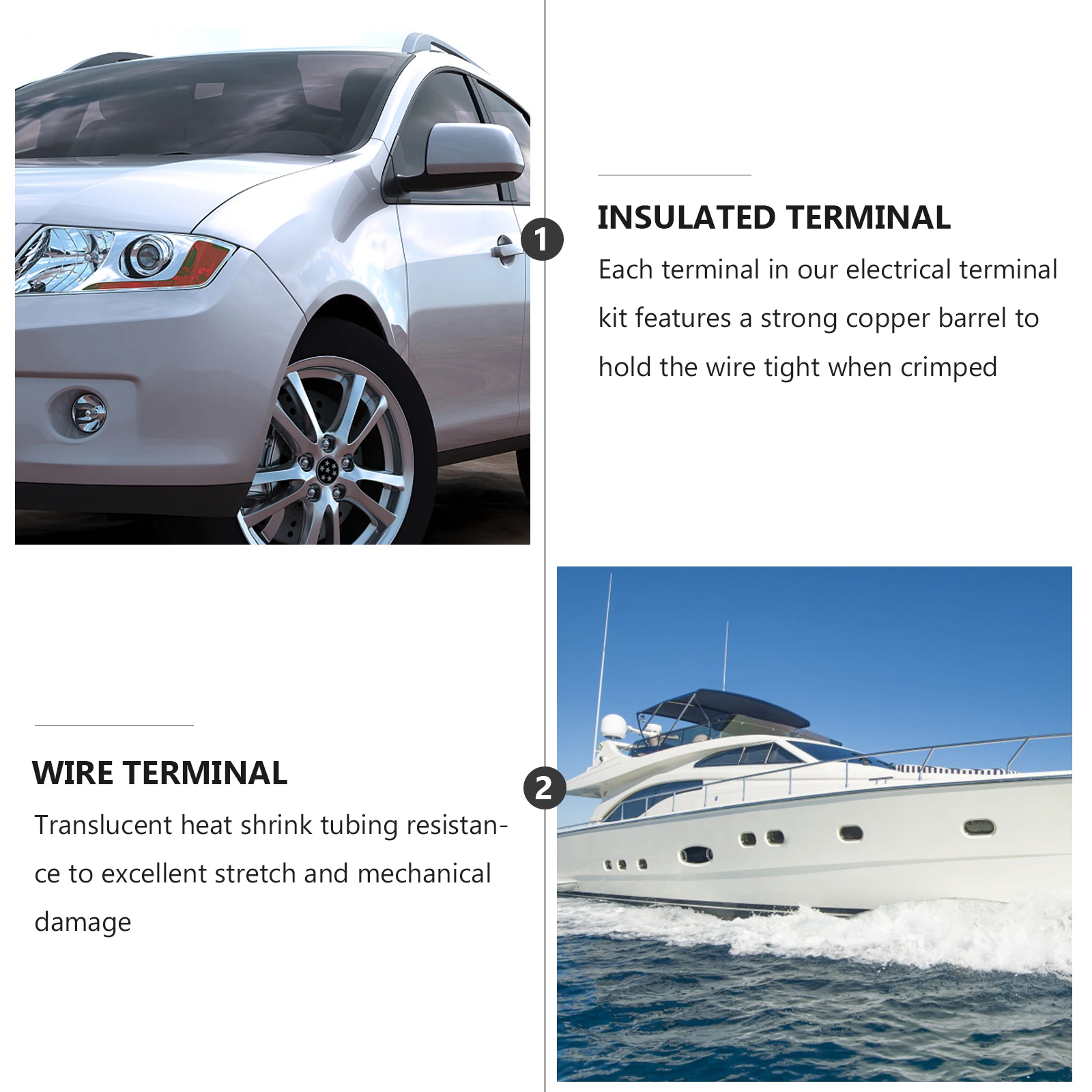 

200Pcs Heat Shrink Wire Terminal Kit Copper Barrel Corrosion Resistant Marine Auto Electrical Insulated Waterproof Wire