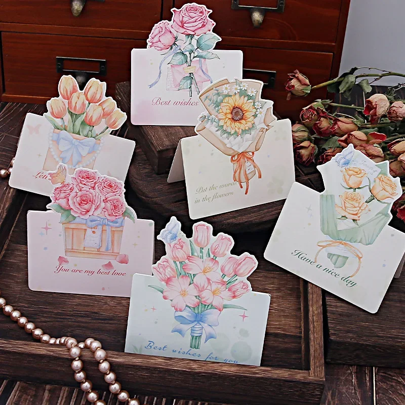 Flower Bundle Greeting Card Watercolor Wind Card Qixi March 8 Mother's Day Postcard Vintage Teacher's Day Father's Day gift