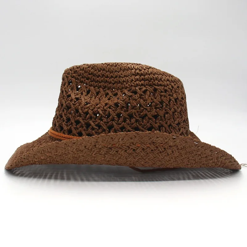 Sombrero de playa de vaquero occidental vintage, sombrero de paja de Amazon para hombres y mujeres, sombrero de copa de estilo étnico para viajes al aire libre, sombreros para el sol para mujeres