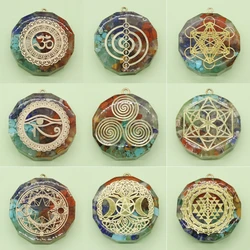 Orgonite Stone Pendants for Jewelry Making 7 Chakras Yoga Meditation Reiki Healing Round Energy Amulet Women Necklace Pendant