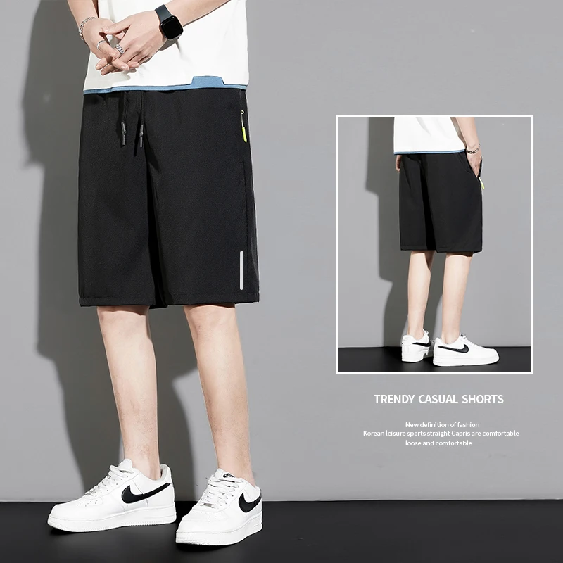 メンズ軽量サマーショーツ,反射ストライプ,シルク,速乾性,伸縮性