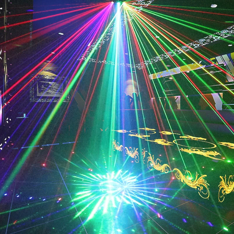 WZSTAR 2025 Proiettore laser a LED con telecomando a 9 occhi Attrezzatura per DJ da palcoscenico per club Lampada laser Luce per atmosfera natalizia