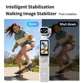 Lenovo 4K Handheld Gimbal Action Camera HD 180° Rotatable Lens Anti-shake Pocket Vlog Camera with Fill Light for Outdoor Sports 5