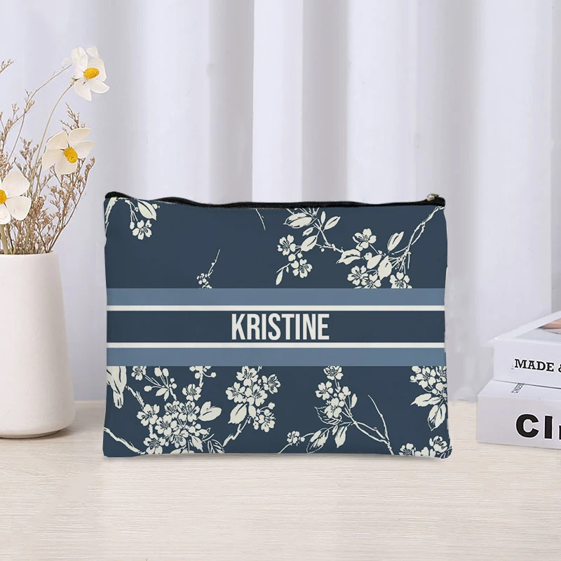 Vintage Floral Custom Name Makeup Bag Women Travel Cosmetic Organizer Wedding Bridesmaid Gifts Handbag for Ladies Toilet Pouch