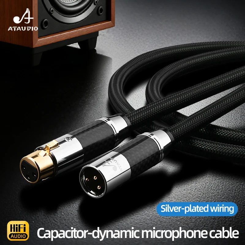 HiFi XLR Balanced Audio Cable OCC Silver-plated Wire Double Shielding 2XLR Male to Female Cable for Amplifier Mixer Microphone