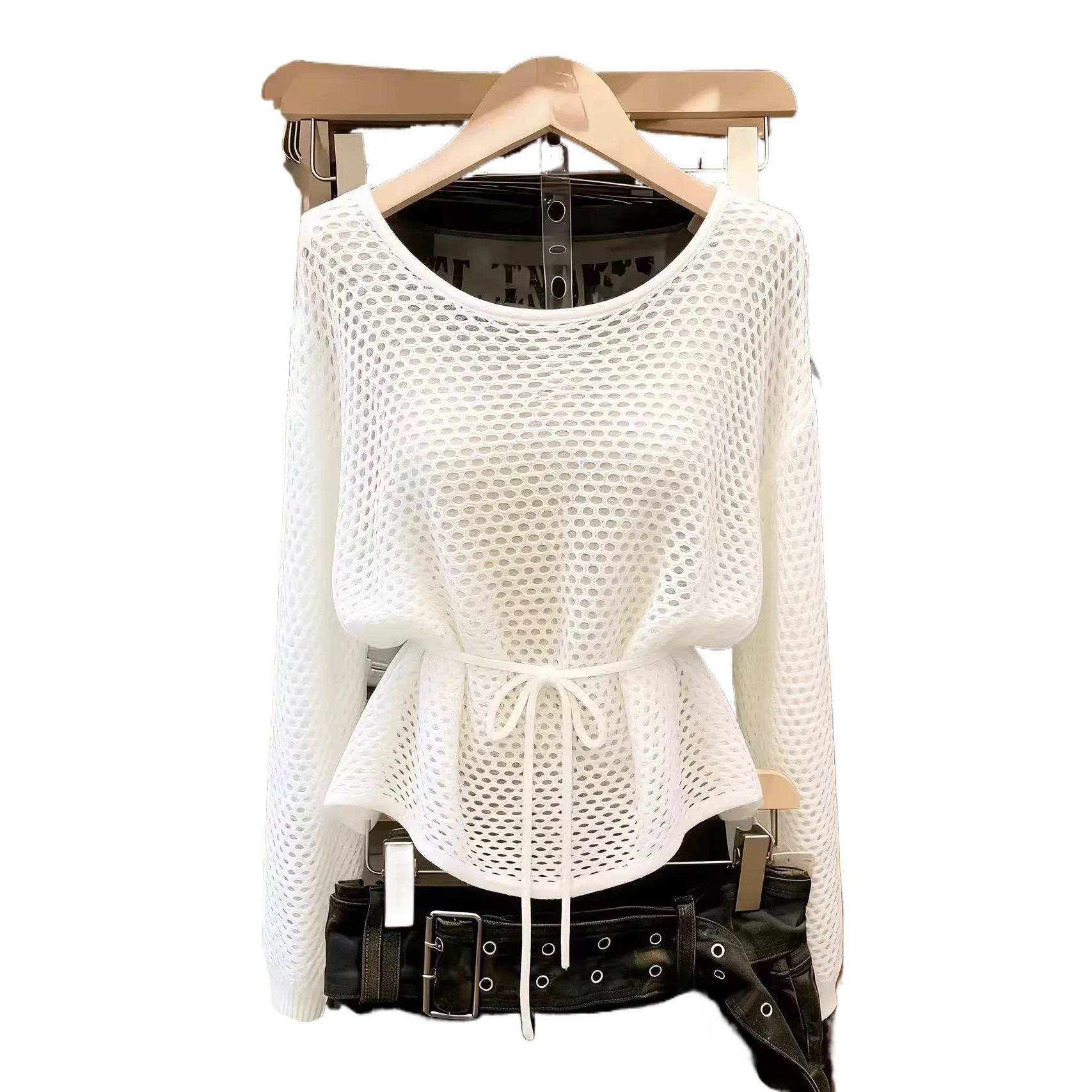 Spring and Summer 2026 New Solid Color Lazy Ice Silk Pullover Casual Temperament Loose Sun Protection Versatile Crew Neck Top