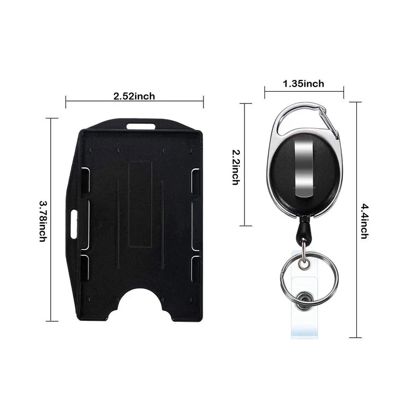 Retractable Badge Holder Reel Double Sided Id Card Holder Plastic Horizontal And Vertical Bidirectional Dual-Purpose Card Housin