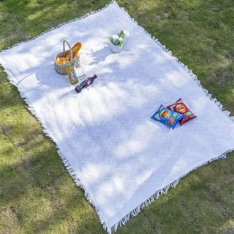 【CC】Picnic Blanket Camping Blanket Woven Sofa Cover Tablecloth Tapestry Outdoor Camping Dustproof Tablecloth Mat - view 5