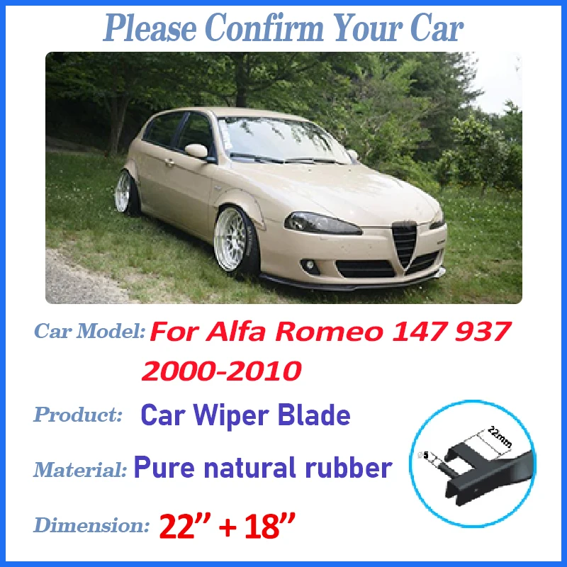 

Передние и задние щетки стеклоочистителя для Alfa Romeo 147 937 2007, аксессуары 2000-2010, автомобильные мягкие резиновые дворники, лобовое стекло, HD, тихий