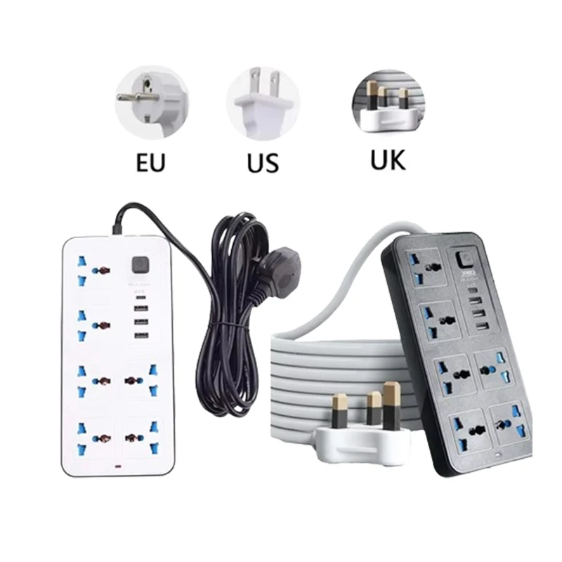 

Универсальный удлинитель TypeC USB-порт, розетка, удлинитель 2 м, розетка переменного тока, зарядная электрическая розетка, вилка европейского стандарта, США, Великобритании