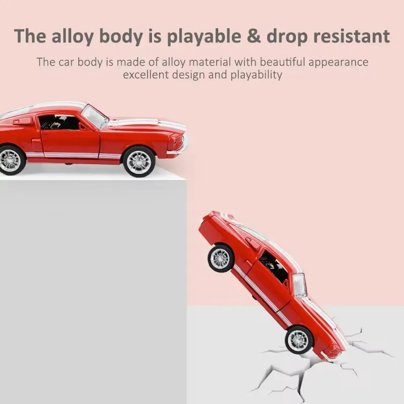 Vintage 1:32 Alloy Classic Ford Mustang GT 1967 GT500 Retro model classic throwback toy Car Miniature Car Replica Children Gift