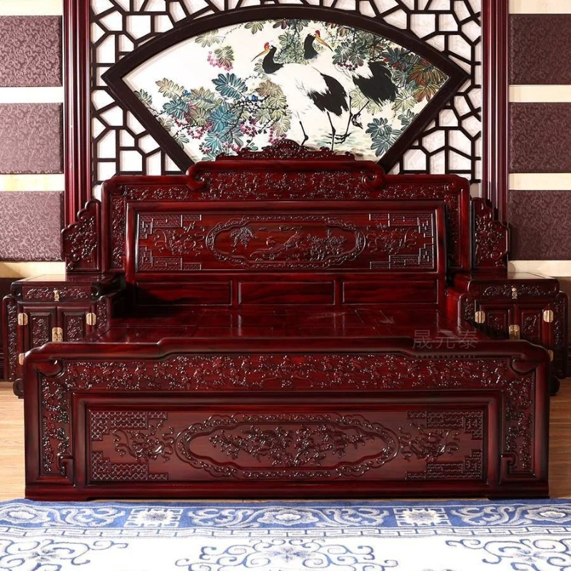 Bed, double bed 1.8 meters Chinese solid wood bed