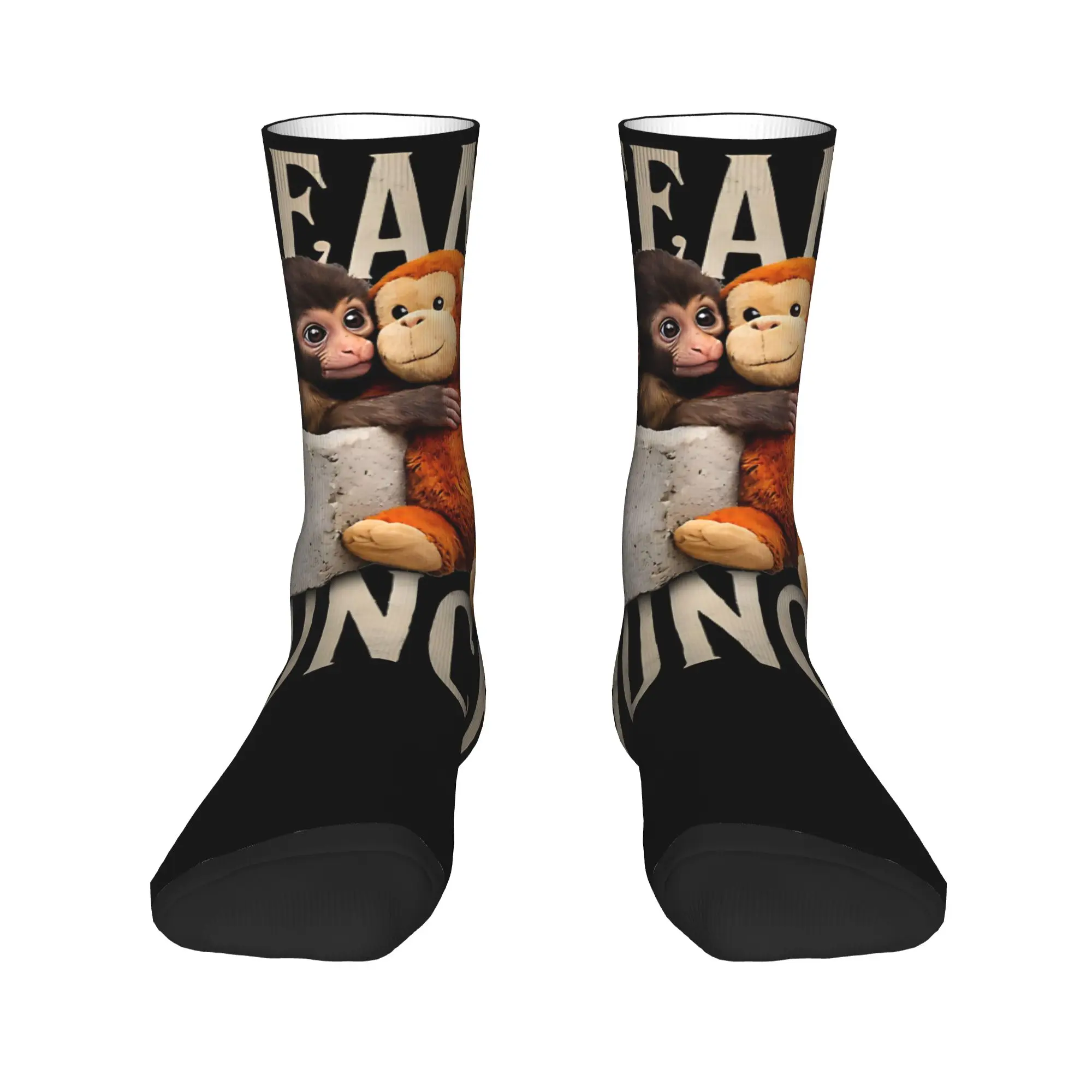 Lonely Punch Monkey Stockings  Kawaii Socks Men Comfortable Socks Winter Climbing Design Non-Slip Socks Gift