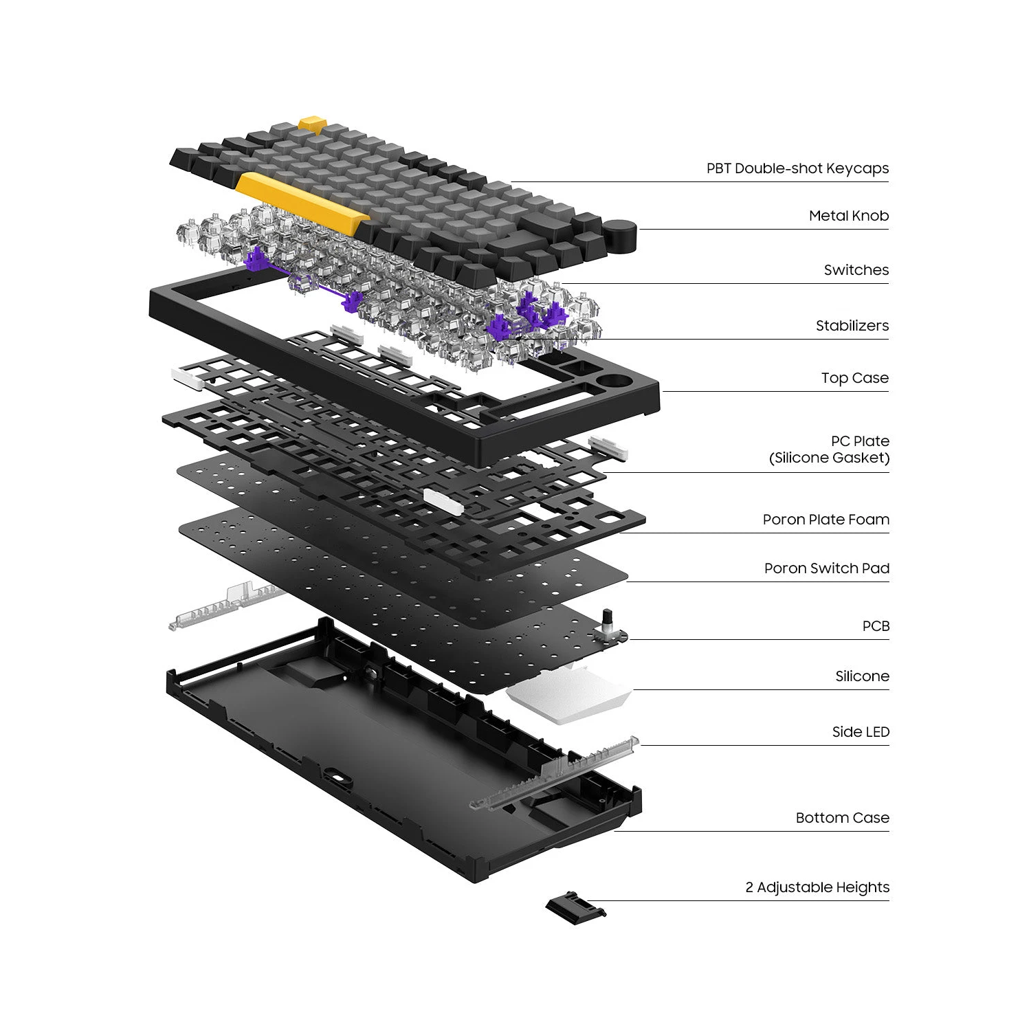 Imagem -04 - Akko Hot Swap Rgb Teclado Mecânico para Jogos Iso-de sem Fio Usb Tipo-c bt 5.0 5075b Plus Preto e Dourado 2.4ghz