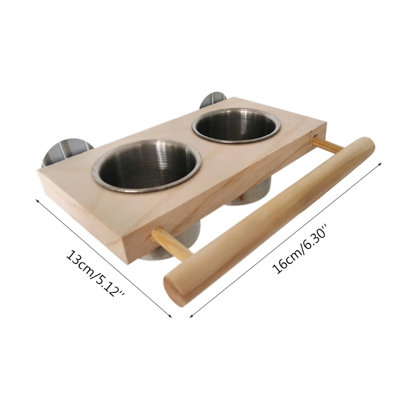 Parrot Feeder Perch for Cage Hanging Bird Feeders with Stainless Steel Water Bowl Feeding Cups with Perch Platform