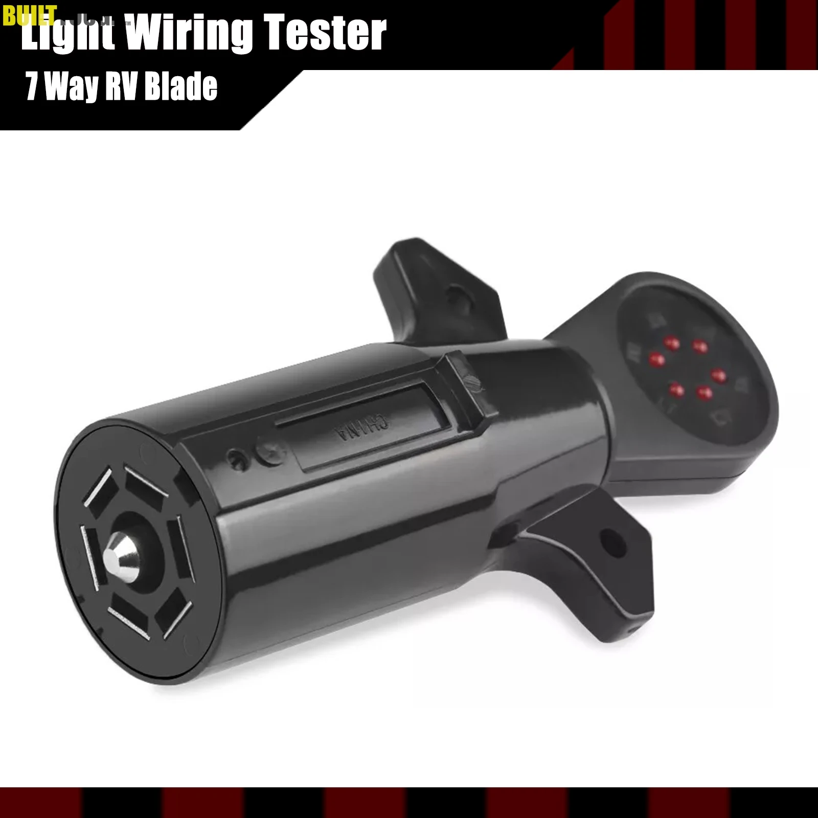 7-Way Blade Trailer Light Wiring Circuit Tester 7 Pin Round Electric Plug Test Vehicle Towing Brake Tail  Turn Signal Test Tool