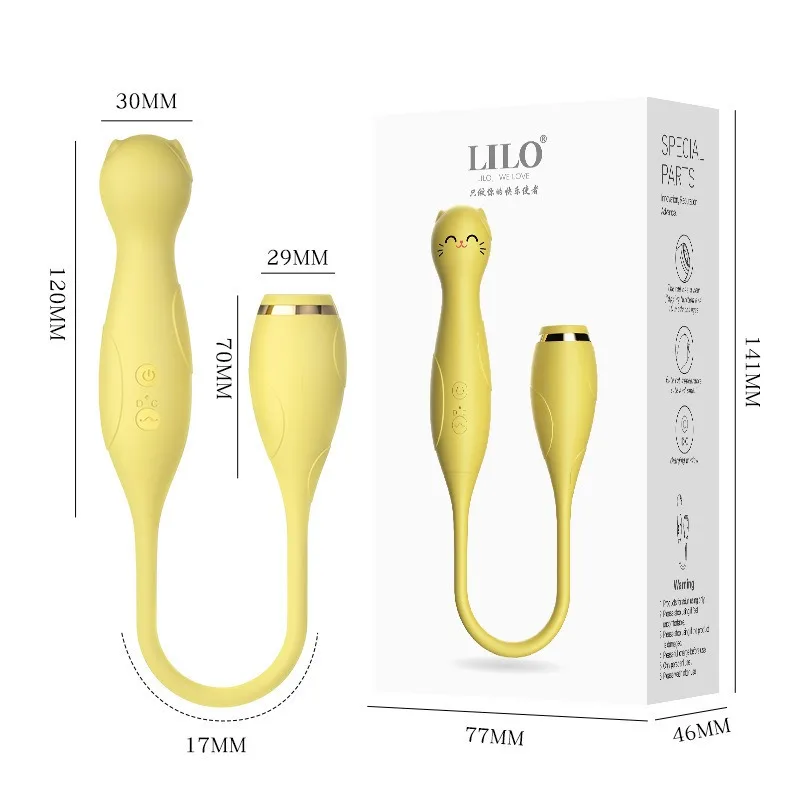 LILO Cute Cat Double Headed Vibration Egg, Sucking and Beating Sexual Products, AV Vibration Stick, Female G-Spot Sex Massager