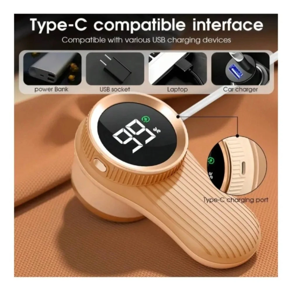 Electric Fabric Shaver USB LED Digital Display Lint Shaver for Clothing Sweater Furniture Efficient Fuzz Remover for Home Travel