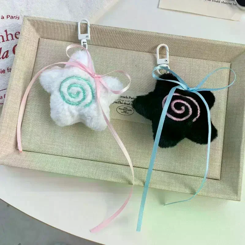 

INS Style Ribbon Bow Star Fish Board Plush Pendant Keychain Kawaii Backpack Hanging Ornament Decoration Accessories Gifts