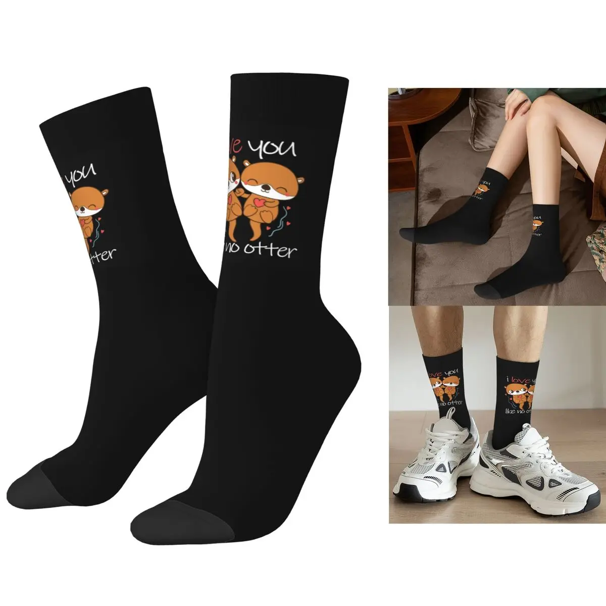 

I Love You Like No Otter Socks Harajuku Sweat Absorbing Stockings All Season Long Socks Accessories for Unisex Birthday Present
