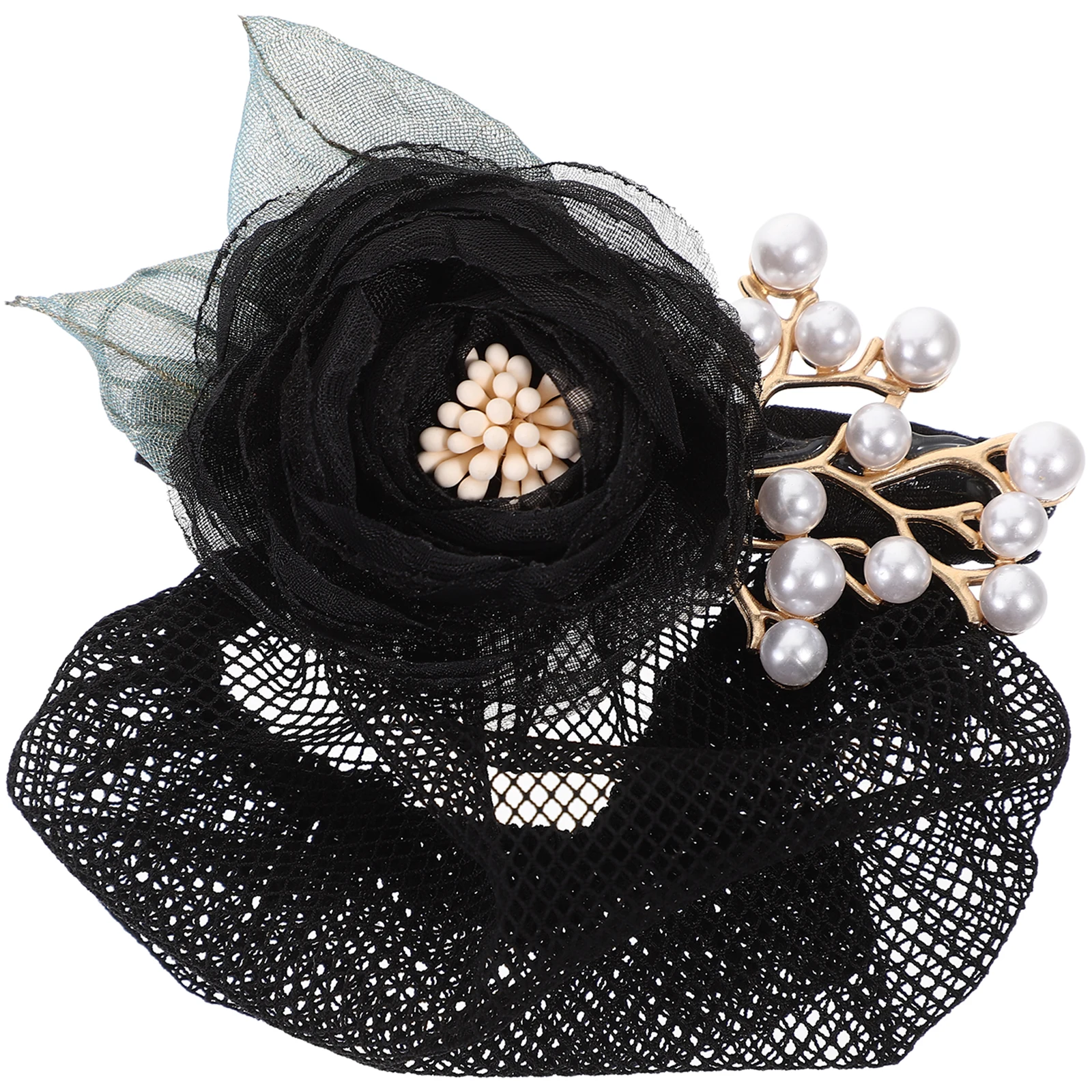 

1pcs Flower Net Accessories Women Red Coarse Mesh Fabric Bun Cover Clip Nurse Stewardess Hairnets Dance Bun Holder Buns