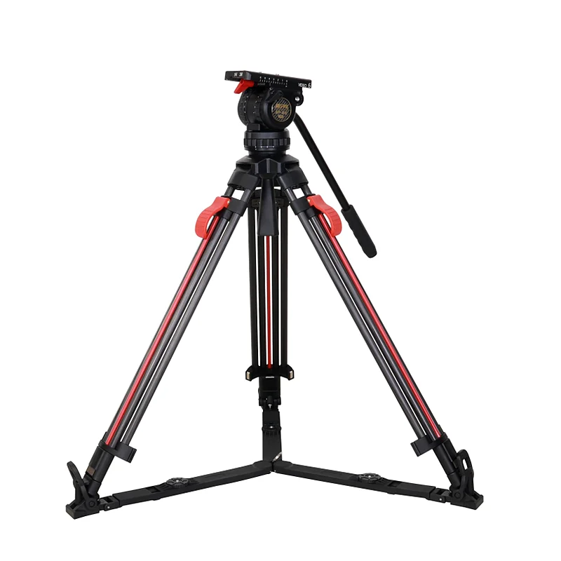 2026 Jiepai V6 CF-S Professional Broadcast Heavy Duty One Click Locking Video Camera Tripod With Fluid Head