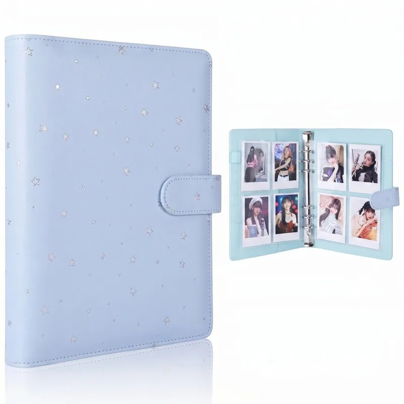 

New A5 PU Leather Binder Cover with Magnetic Buckle Closure, 6 Ring Personal Notebook for Organizing Planner, Photo Card Sleeves