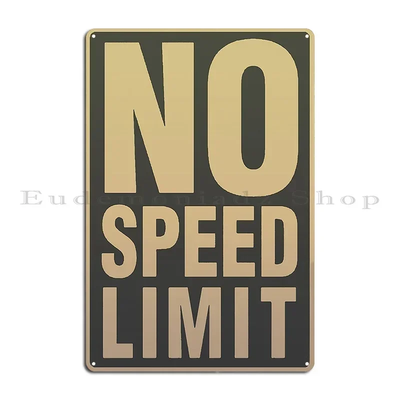 No Speed Limit Wood Mounted Print Metal Pub Plates Plaques Create Cave Printing Tin Sign Poster