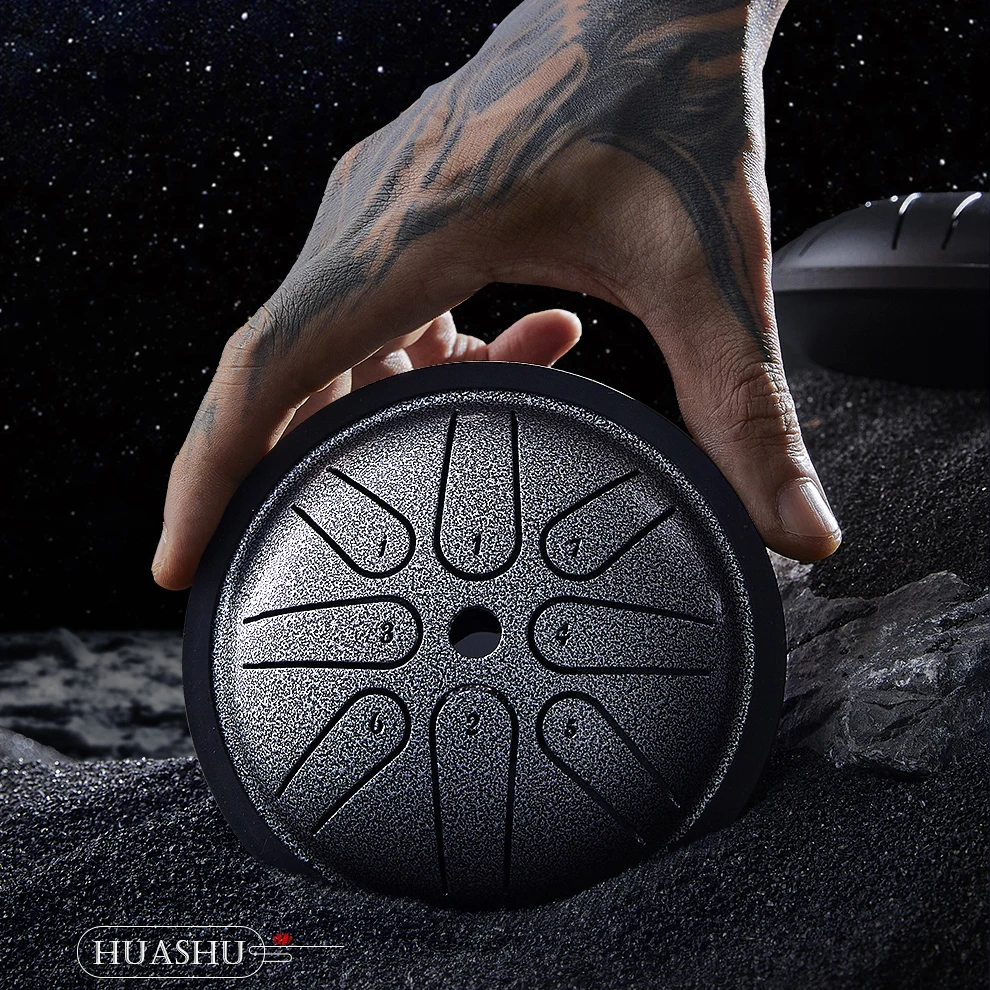 Hluru Steel Tongue Drum 4 Inch 8 Notes Key C Tank Drum Glucophone Handpan Meditation Instrument for Kids Gifts