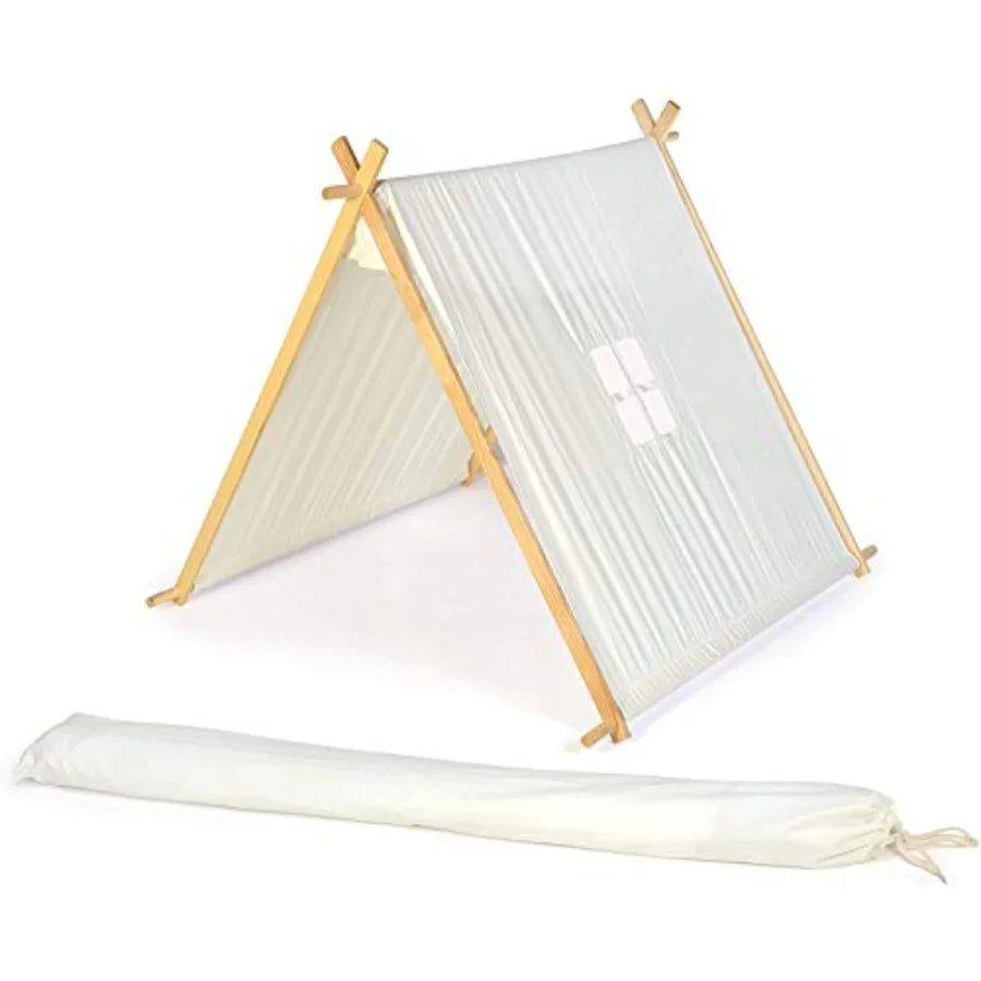 Teepee à cadre en A en toile de 3,3' avec étui de transport – Tissu en toile blanche personnalisable pour le camping et les événements en plein air