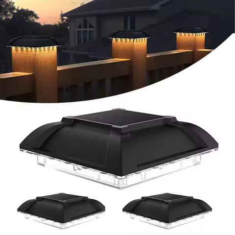 Solar Post Light Outdoor LED Deck Cap Fence Landscape Lamp Waterproof IP65 Garden Gate Solar Powered Column Lamp Decoration