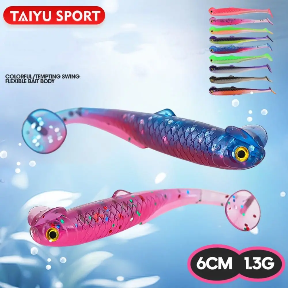 

20PCS Durable PVC Fishing Lure Multicolor 3D Eyes T Tail Soft Bait 6cm 1.3g Bionic Bait Multi-Rig Action