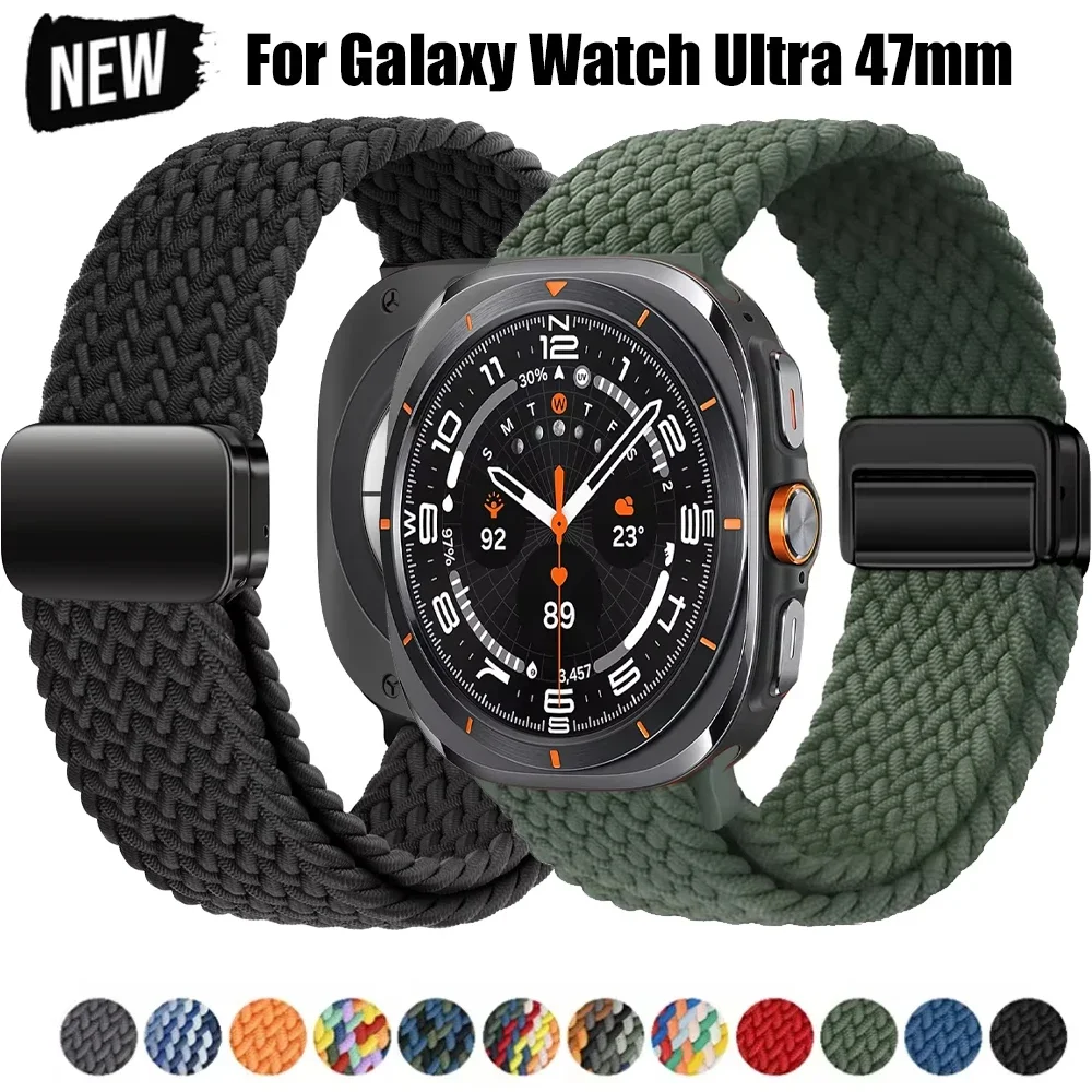 Per Samsung Galaxy Watch Ultra cinturino 47mm accessori cinturino in nylon intrecciato magnetico Correa per Galaxy Watch 7 Ultra Band