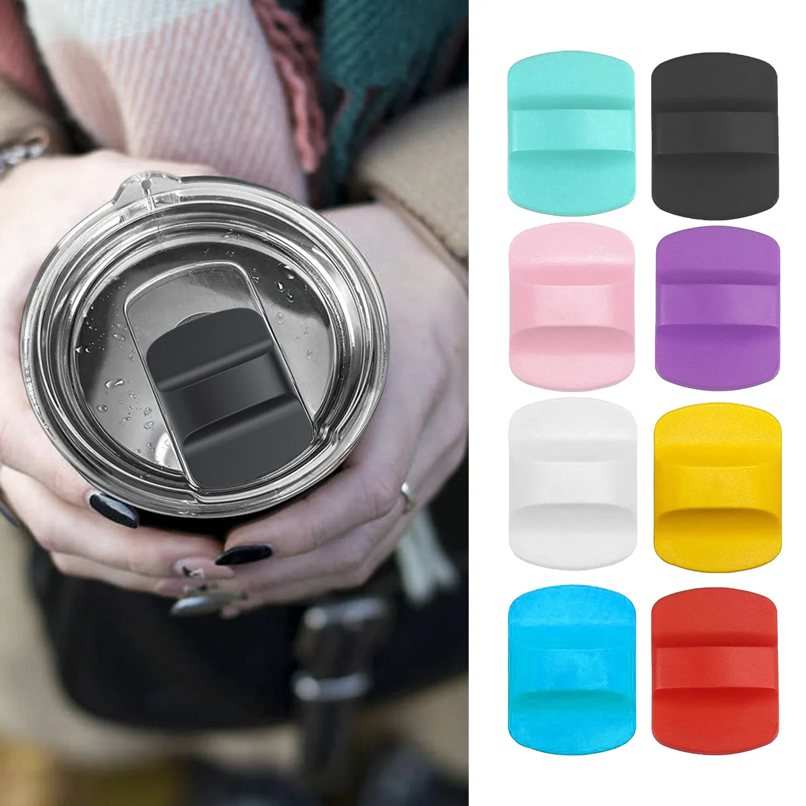 Magnetic Lid Cup Cover Replacement For 20OZ 30OZ Thermos Tumbler Water Cup Lids Cups Magnet Cover Transparent Slider