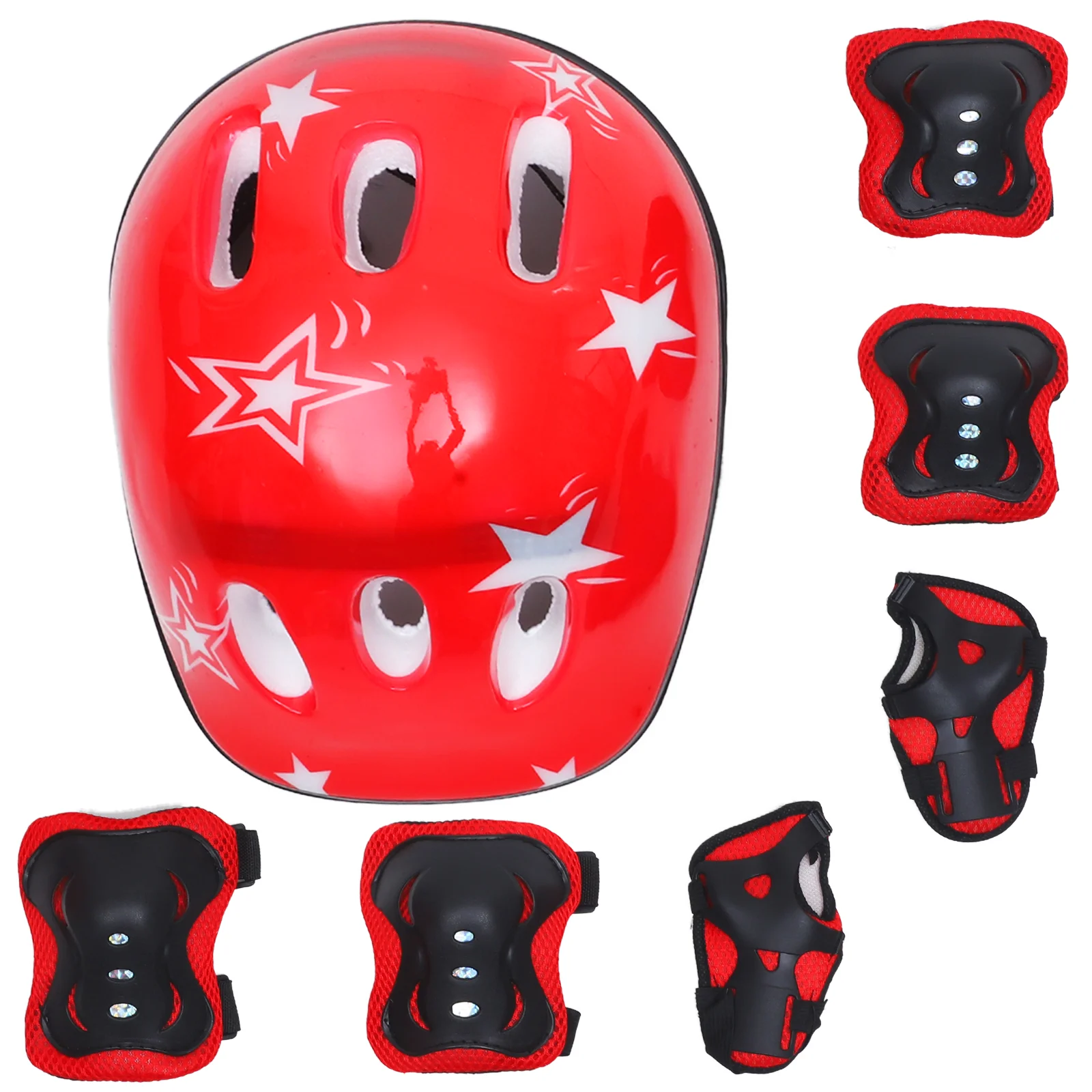

7 Pcs Knee Pads Elbow Youth Kids and Riding Gear 2600X2000X1400CM Red Child