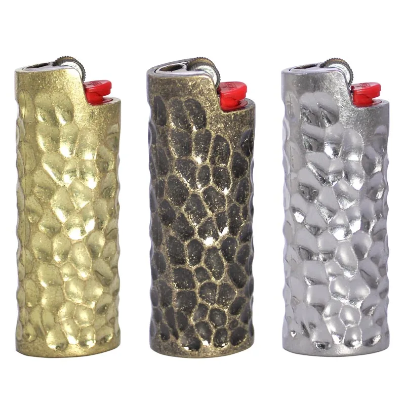 New Metal Hammer pattern J6 Lighter Case Sleeve Holder For BIC Classic Size Lighter Heavy Armor Lighters Cover