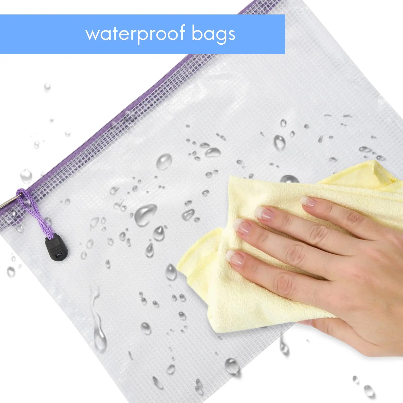 18 حزمة 8 أحجام سستة شبكة الحقيبة ، مقاوم للماء سستة ملف أكياس وثيقة الحقيبة متعددة الأغراض حقائب السفر (9 ألوان)