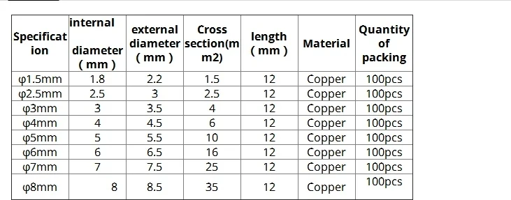 100 Stück 1,5 mm bis 6 mm Kupfer-Verbindungsrohr, Drahtverbinder, kleines Rohr, Zwischenverbindung, direkte Verbindung, Druckrohr, kaltgepresst – Detail 1