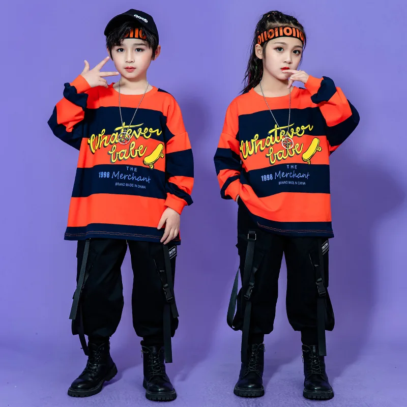 Kids Cargo Pants for Boy Fashion Black Harem Pants Multi Pockets Joggers Trousers with Chain Elastic Waist Streetwear Sweatpants